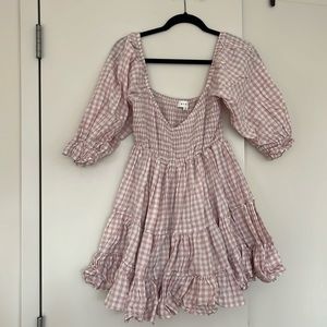 Pink and white checkered dress